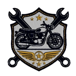 Darmowy wzór haftu – Tarcza z motocyklem i kluczami DST VP3