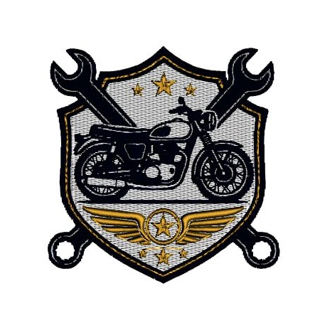 Darmowy wzór haftu – Tarcza z motocyklem i kluczami DST VP3